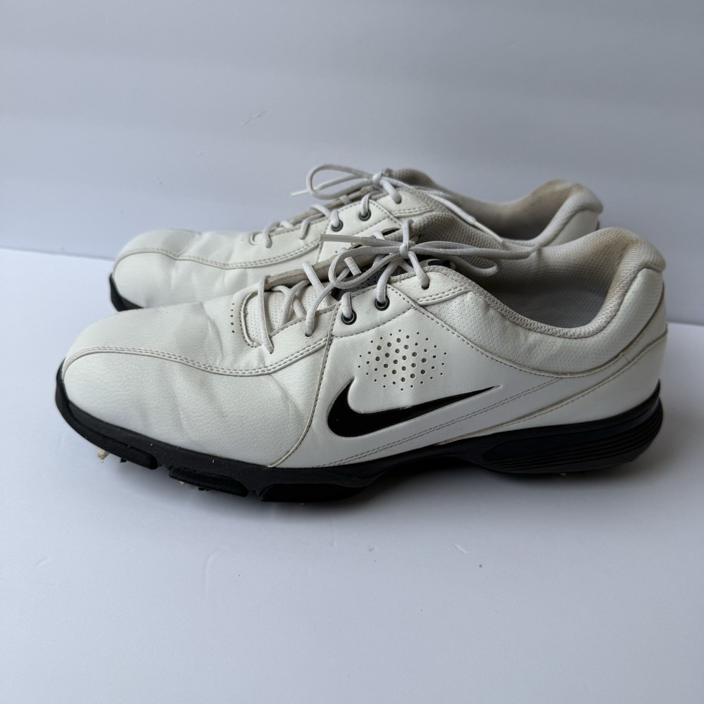 Nike Golf Air Rival III  Men's Size 9 White Black Leather Golf Shoes 628531-101